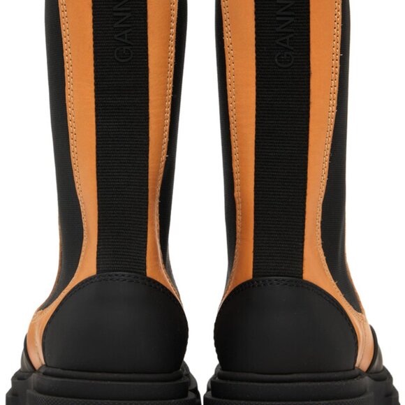 Ganni Tan Cleated Mid Chelsea Boots - Picture 2 of 4